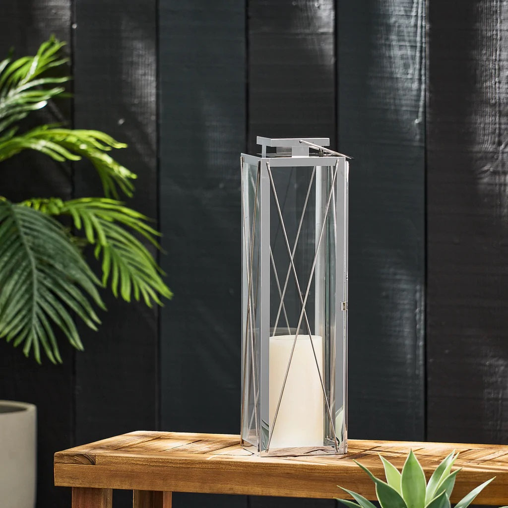 Elwick 22" Modern Outdoor Stainless Steel Lantern