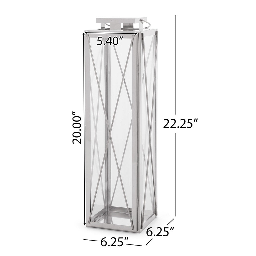 Elwick 22" Modern Outdoor Stainless Steel Lantern