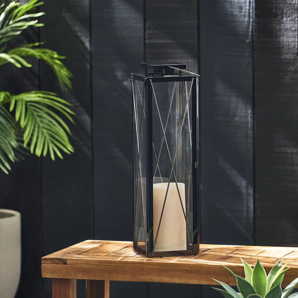 Elwick 22" Modern Outdoor Stainless Steel Lantern