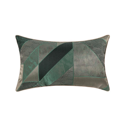 Image of Emerald Green Patchwork Pattern Throw Pillow Cover