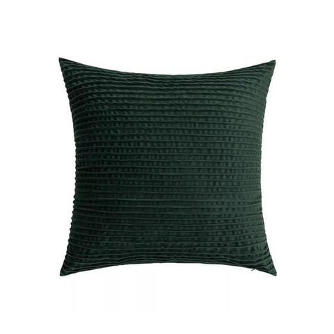 Image of Emerald Green Pleated Velvet Throw Pillow Cover