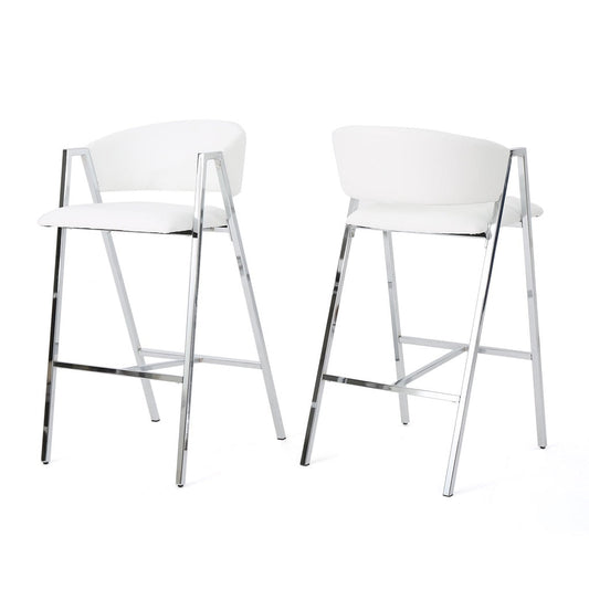 Emily Modern Leather 28.25 Inch Barstool (Set of 2)