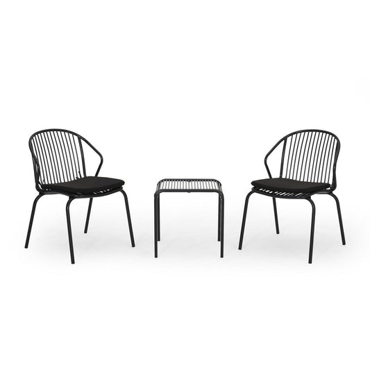 Emily Outdoor Modern Iron 2 Seater Chat Set with Cushions