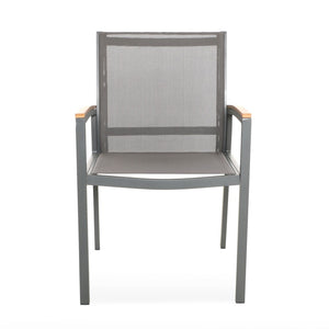 Emma Outdoor Mesh and Aluminum Frame Dining Chair (Set of 2)