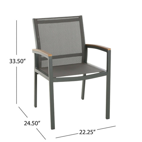 Image of Emma Outdoor Mesh and Aluminum Frame Dining Chair (Set of 2)