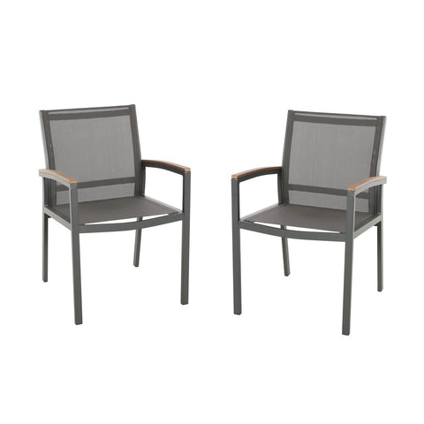 Image of Emma Outdoor Mesh and Aluminum Frame Dining Chair (Set of 2)