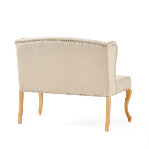 Image of Eva French Country Style Tufted Beige Fabric Wingback Loveseat