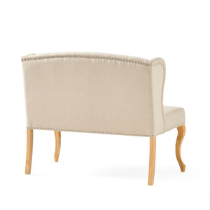 Eva French Country Style Tufted Beige Fabric Wingback Loveseat