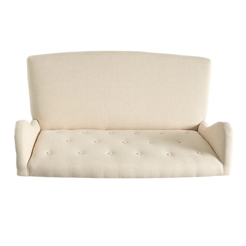 Image of Eva French Country Style Tufted Beige Fabric Wingback Loveseat