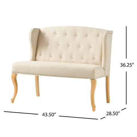 Image of Eva French Country Style Tufted Beige Fabric Wingback Loveseat