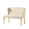 Eva French Country Style Tufted Beige Fabric Wingback Loveseat