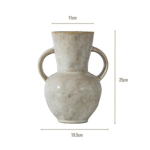 Farm House Distressed Ceramic Vase with Large Decorative Handles