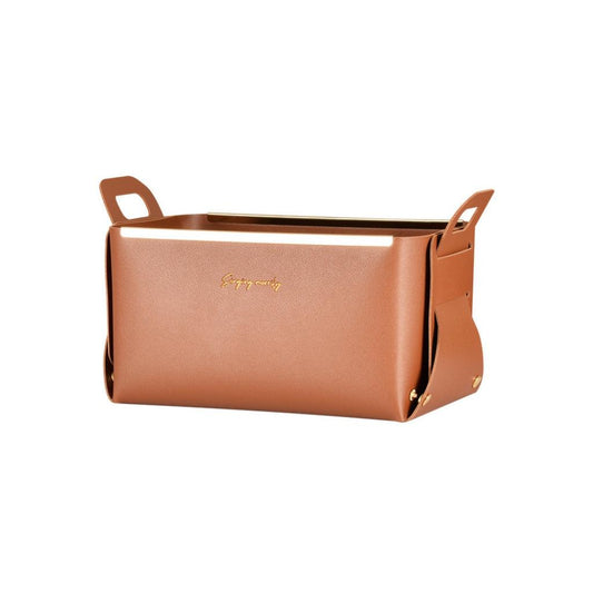 Faux Leather Foldable Storage Basket