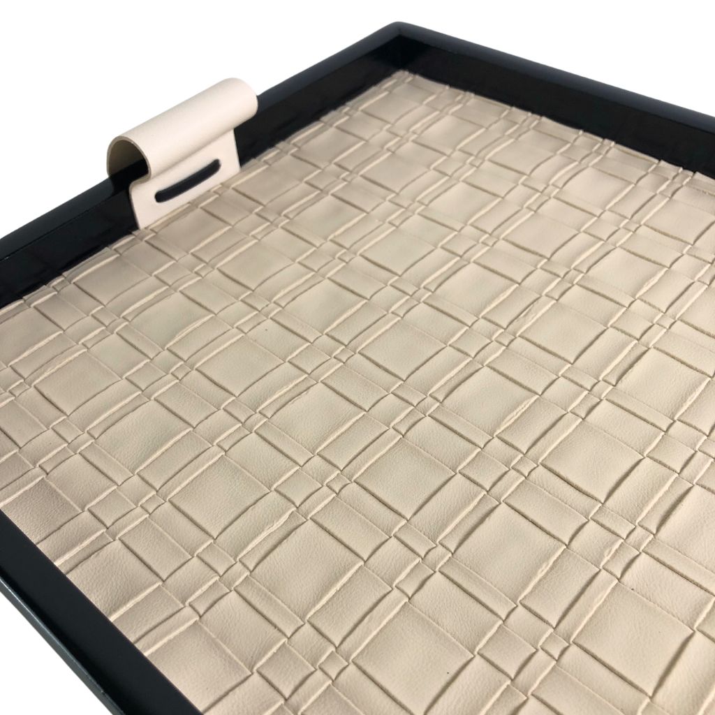 Faux Leather Weave Wooden Decorative Tray