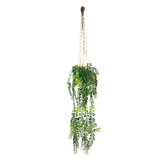 Faux Potted Wandering Jew with Macrame Plant Hanger