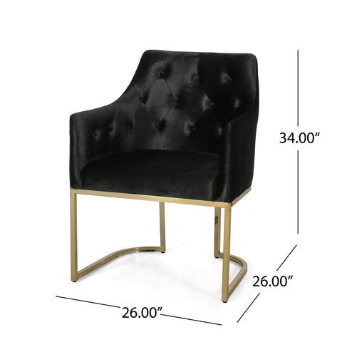 Image of Fern Modern Tufted Glam Accent Chair with Velvet Cushions and U-Shaped Base