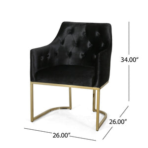 Fern Modern Tufted Glam Accent Chair with Velvet Cushions and U-Shaped Base