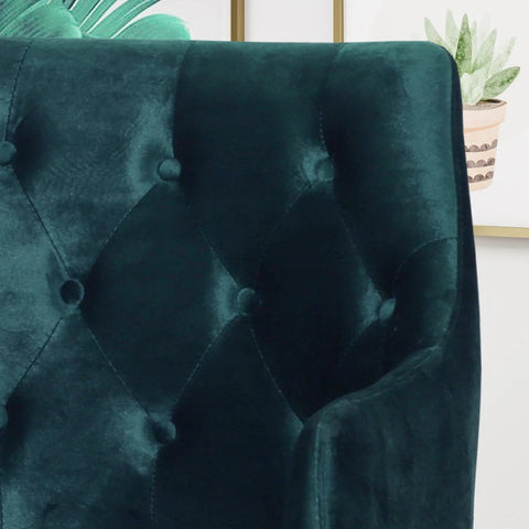 Image of Fern Modern Tufted Glam Accent Chair with Velvet Cushions and U-Shaped Base