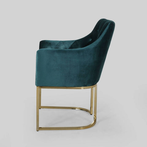 Image of Fern Modern Tufted Glam Accent Chair with Velvet Cushions and U-Shaped Base