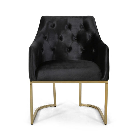 Image of Fern Modern Tufted Glam Accent Chair with Velvet Cushions and U-Shaped Base