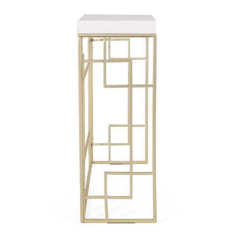 Image of Filly Modern Glam Geometric Console Table, Gold and White