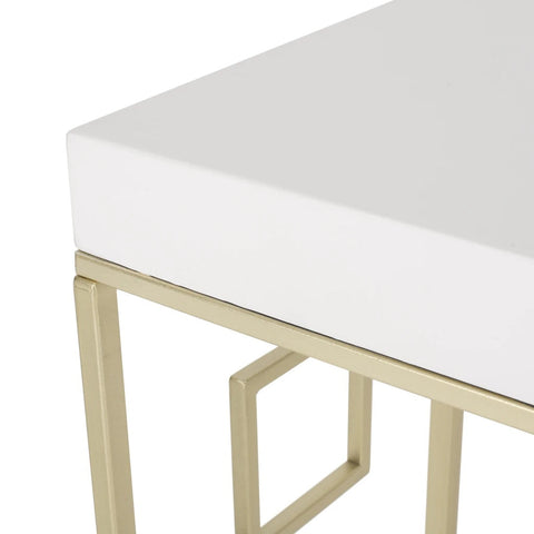 Image of Filly Modern Glam Geometric Console Table, Gold and White