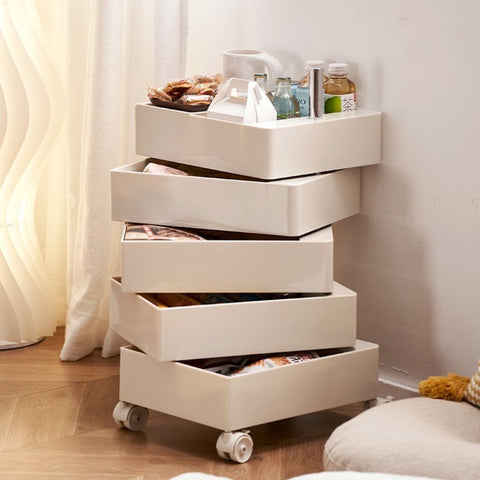 Image of Five Tiers Rotating Drawer Storage Cart with Casters