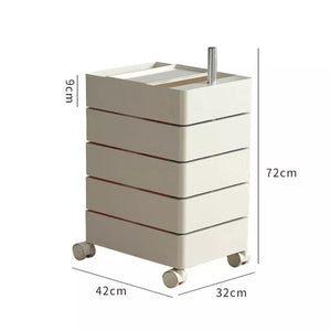 Five Tiers Rotating Drawer Storage Cart with Casters