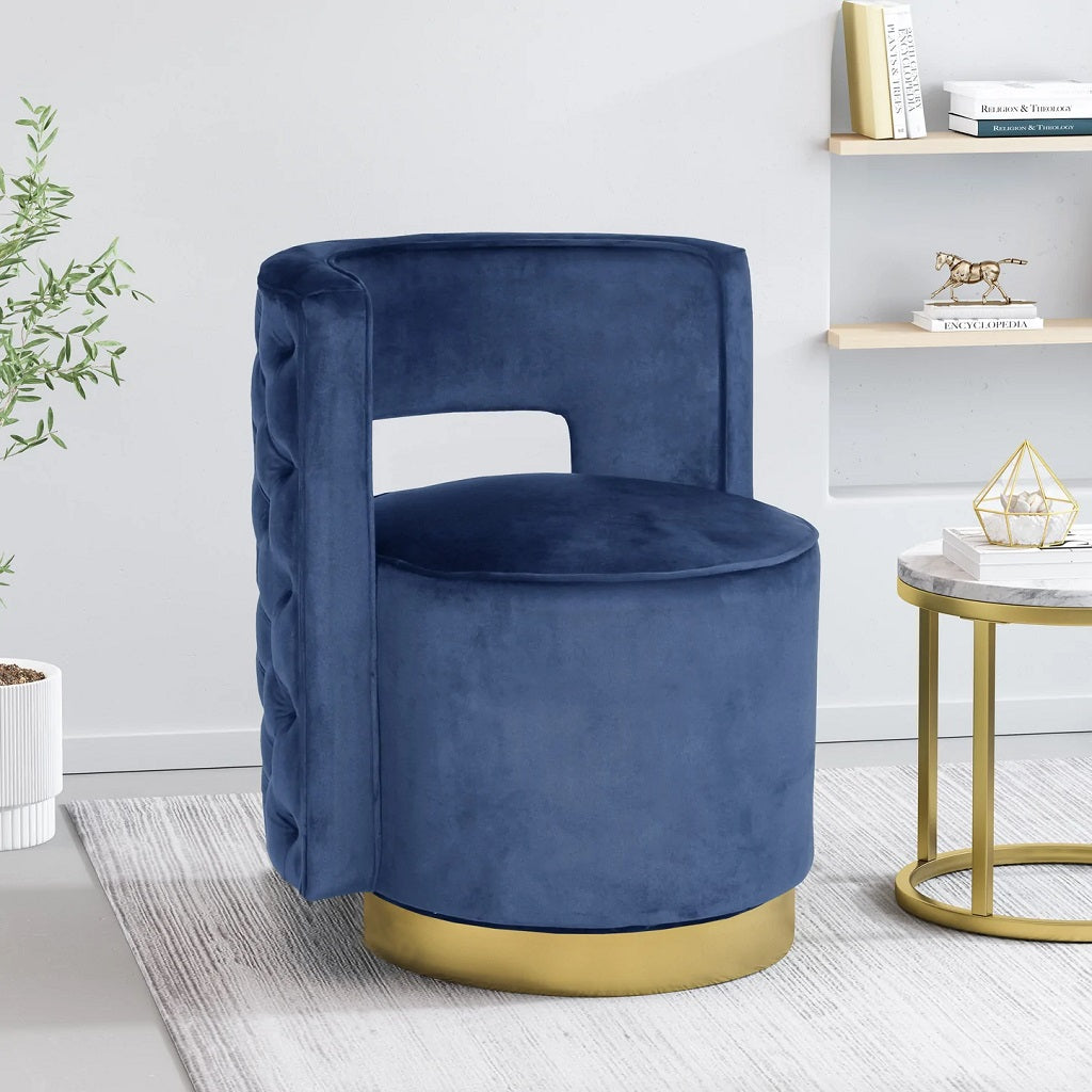 Freas Modern Glam Round Open Back Velvet Swivel Club Chair
