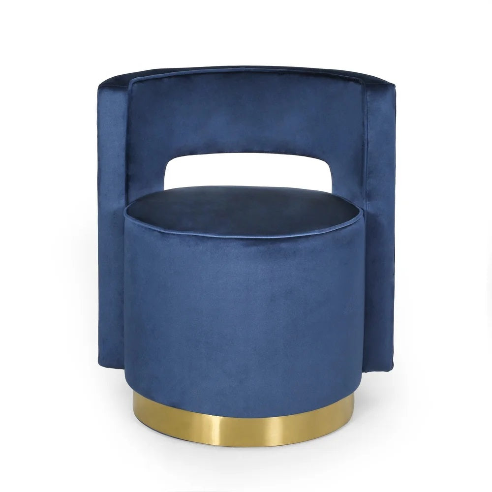 Freas Modern Glam Round Open Back Velvet Swivel Club Chair