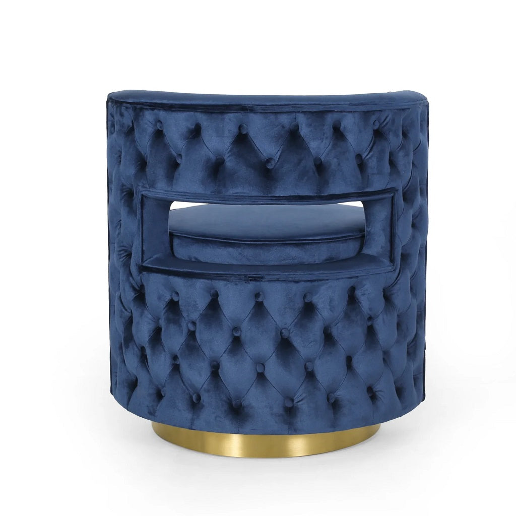 Freas Modern Glam Round Open Back Velvet Swivel Club Chair