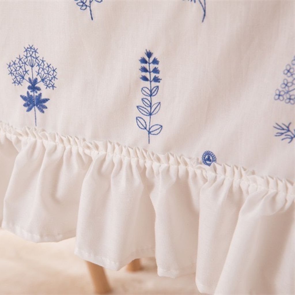 French Country Blue Floral Embroidered Tablecloth
