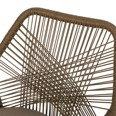 Image of Fromberg Outdoor Wicker Dining Chair with Cushion, Set of 2, Light Brown and Beige