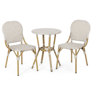 Gallia Outdoor Aluminum French Bistro Chairs, Set of 2