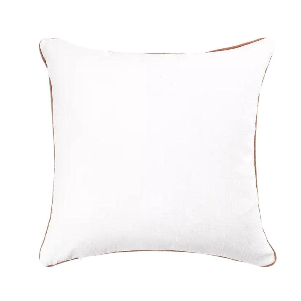 Geometric Circle with Embroidered Leaves Throw Pillow Cover