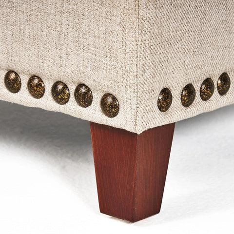 Image of Gisele Tufted Beige Fabric Rectangle Storage Ottoman Bench