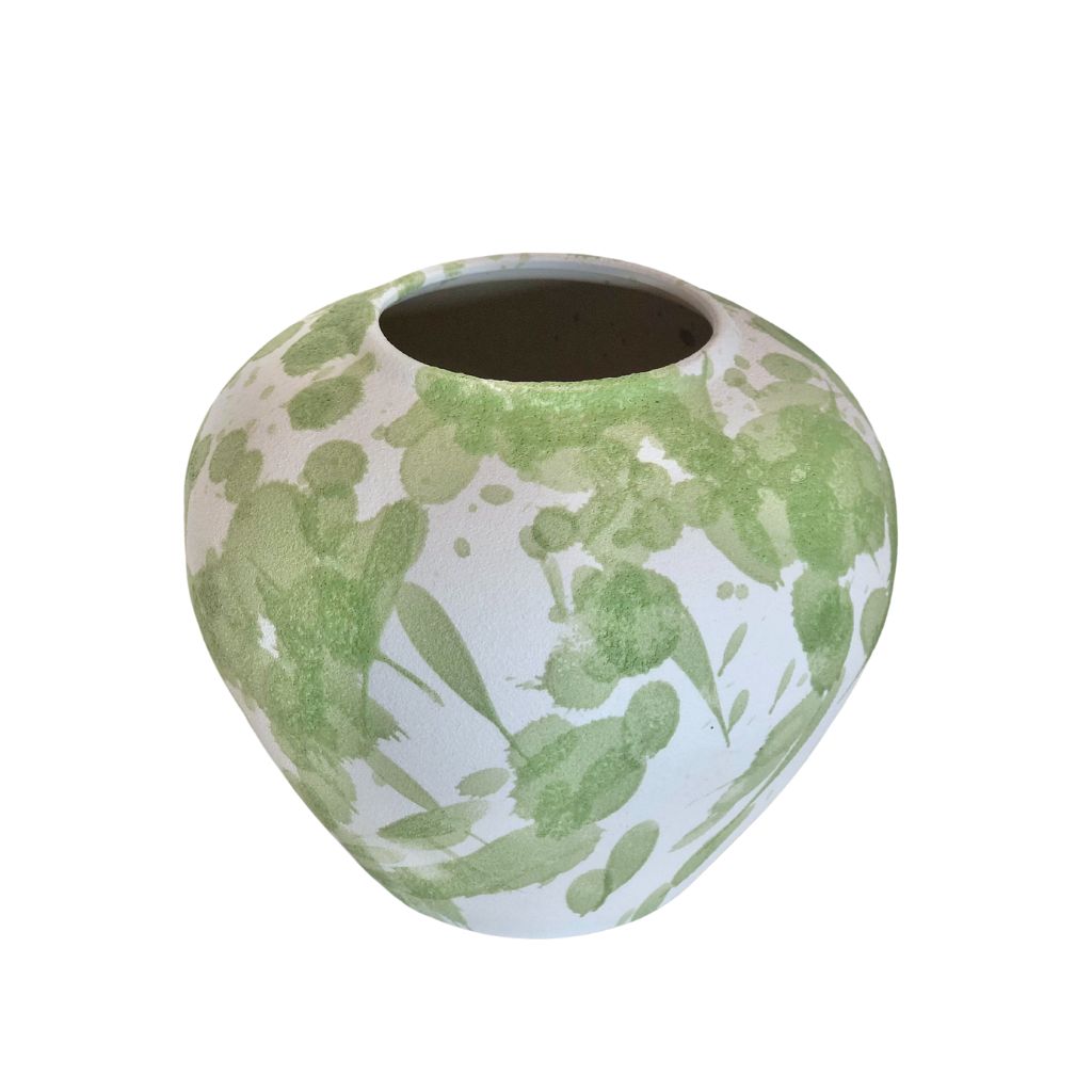 Green Ink Splatter Vases (Set of 2)
