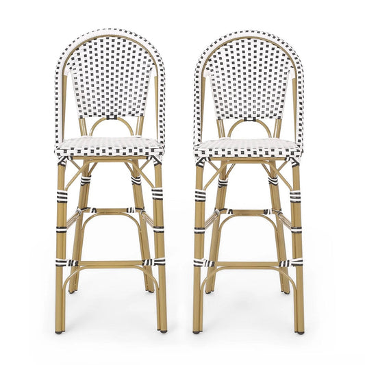 Grelton Outdoor Aluminum French Barstools, Set of 2