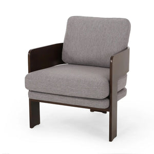 Grover Mid-Century Modern Fabric Bentwood Accent Chair