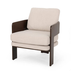 Grover Mid-Century Modern Fabric Bentwood Accent Chair