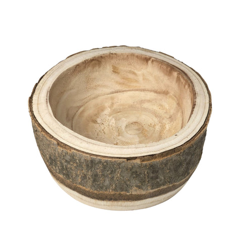 Image of Hand-carved Paulownia Wooden Live Edge Bowl