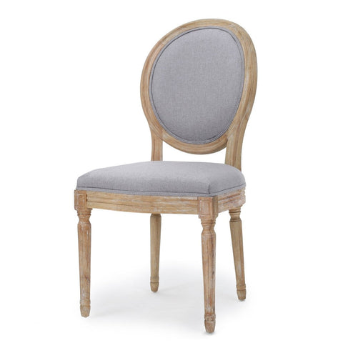 Image of Hawthorne French Country Upholstered Weathered Wood Dining Chair (Set of 2)