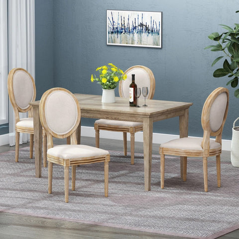 Hawthorne French Country Upholstered Weathered Wood Dining Chair (Set of 2)