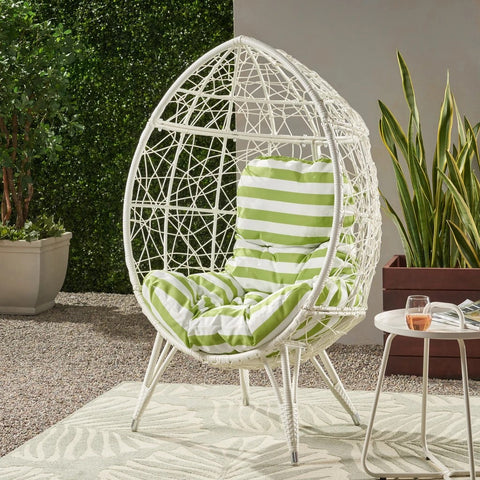 Image of Hendryx Outdoor Wicker Teardrop / Egg Chair with Cushion