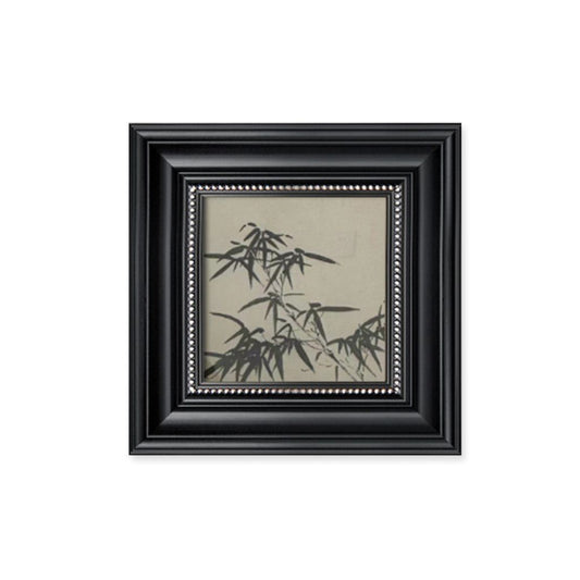 Ink Bamboo Painting with Black Ornate Frame