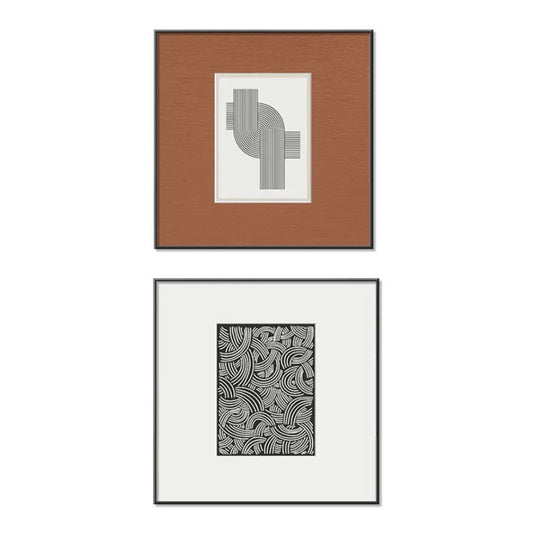 Interwoven Monochrome Waves Framed Print (Set of 2)