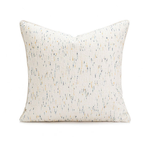 Image of Ivory Textured Throw Pillow Cover with Hints of Blue and Mustard Yellow