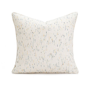 Ivory Textured Throw Pillow Cover with Hints of Blue and Mustard Yellow