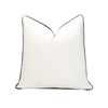 Ivory Velvet Throw Pillow Cover with Black Piping