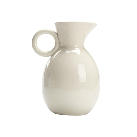 Image of Ivory White Ceramic Pitcher Vase